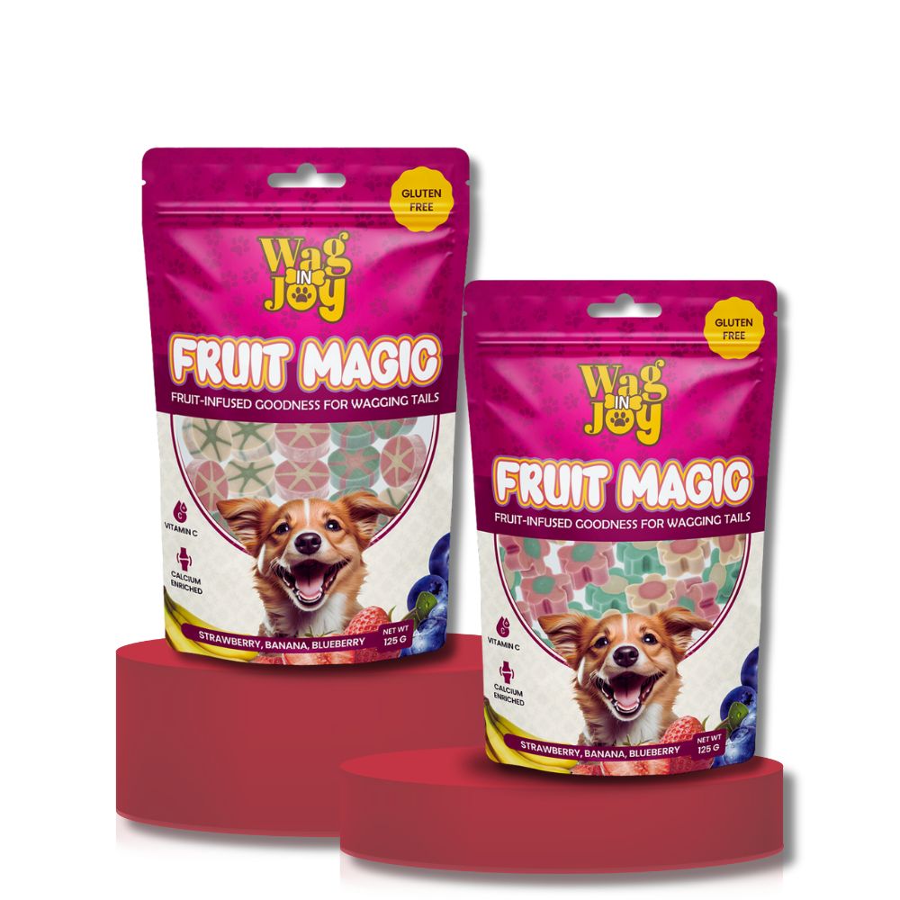 Fruit Magic Dog Treats Combo – Candies & Flower Shape (Pack of 2 | 125gm Each)