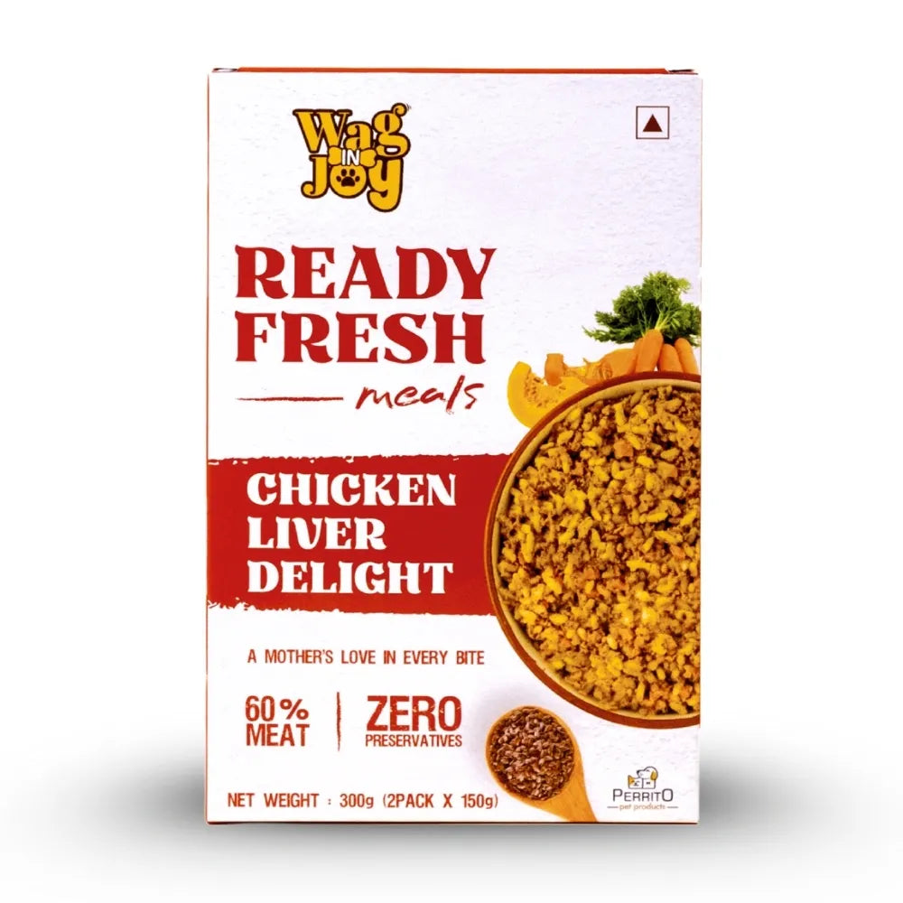 Wag in Joy Ready Fresh Meals Chicken Liver Delight – 60% Meat, Zero Preservatives (300g)