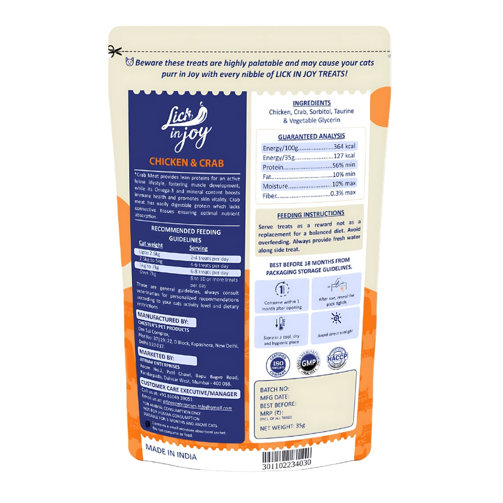 Lick in Joy Chicken Crab Cat Treat 35g