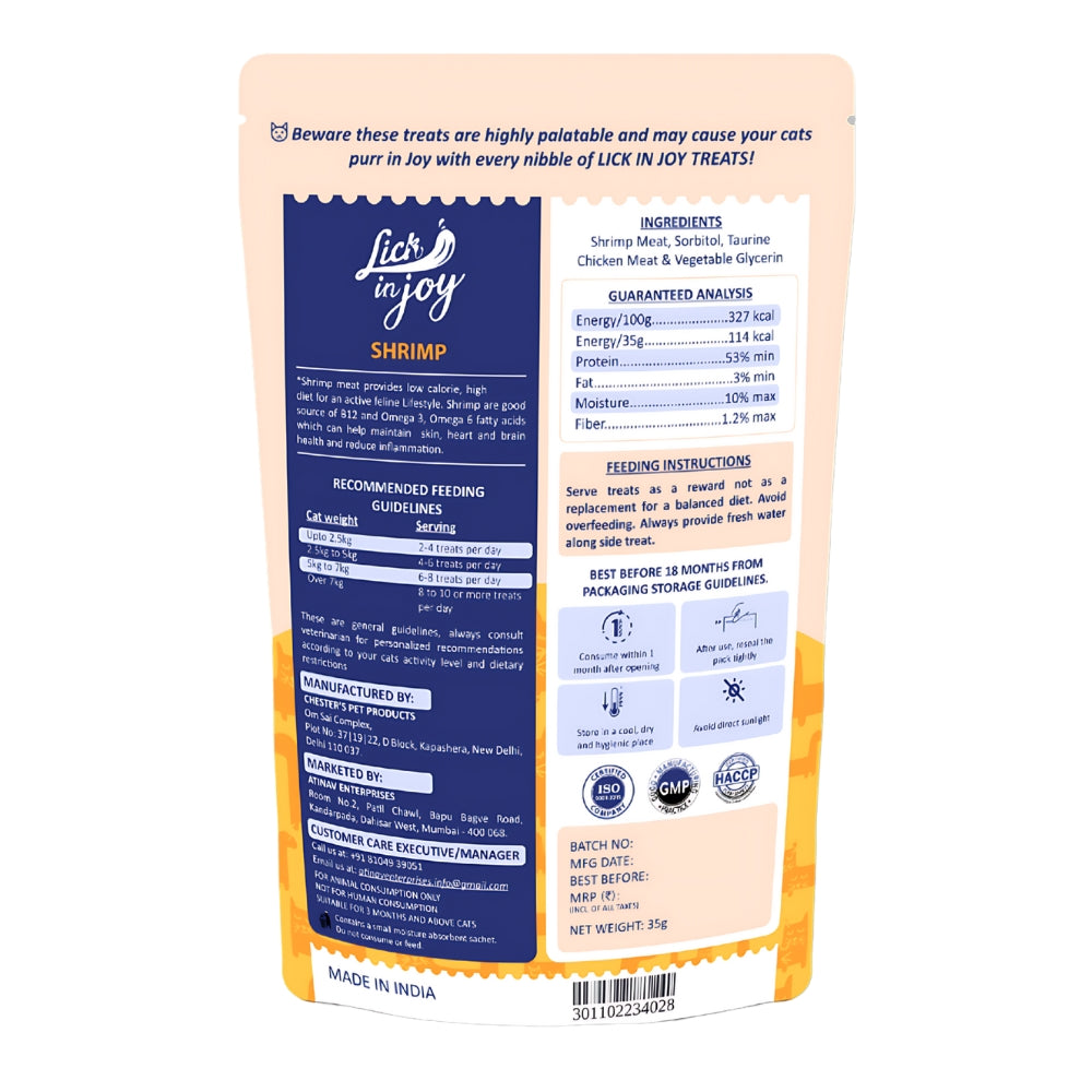 Lick in Joy Shrimp Cat Treats 35g
