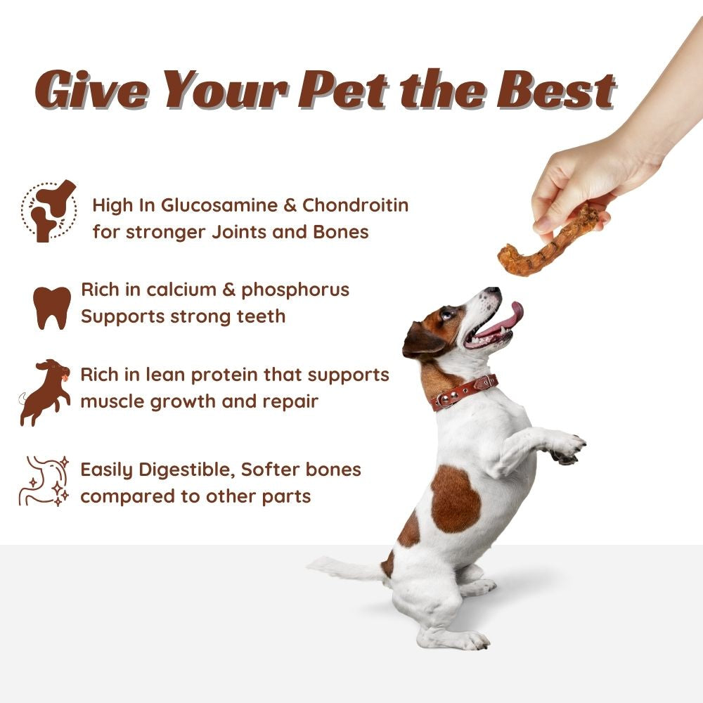 Wag In Joy Dehydrated Chicken Neck Dog Treats | Natural Crunchy High-Protein Chews for Dogs