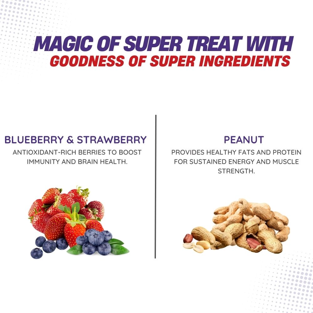 Calcium Super Treats - Blueberry & Strawberry with Peanut - 125gm