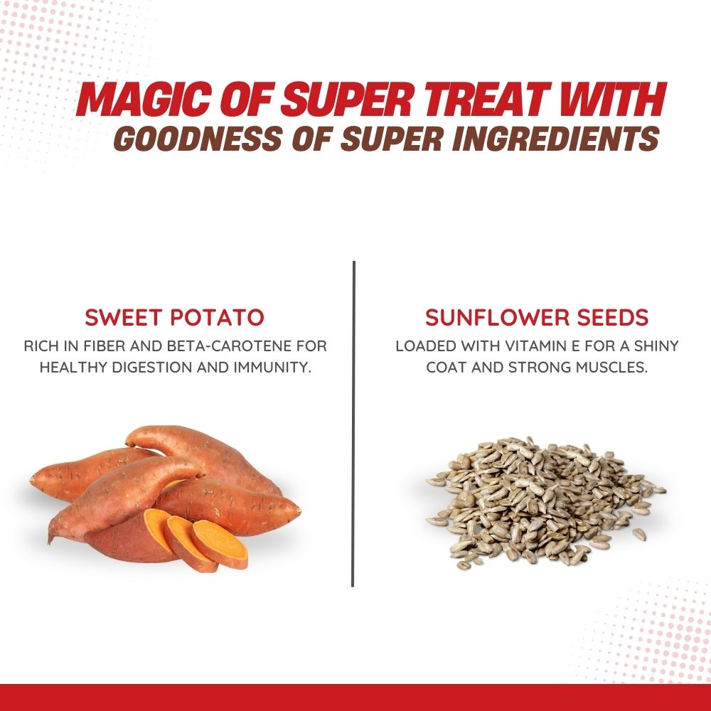 Calcium Super Treats - Sweet Potato with Sunflower Seeds - 125gm