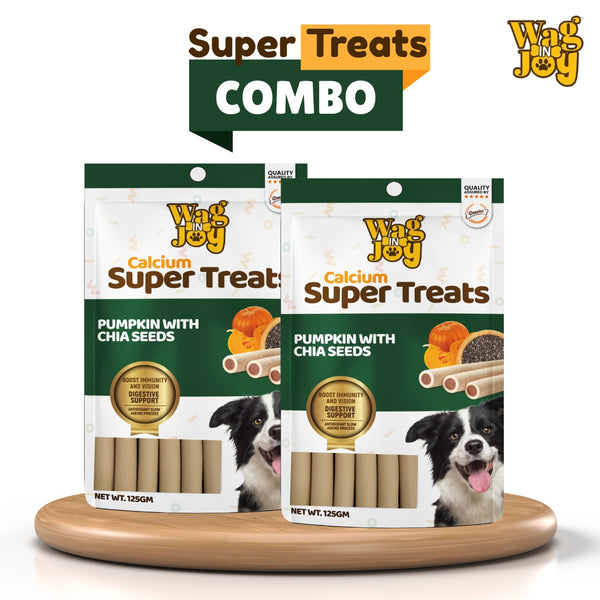 Calcium Super Treats Pumpkin with Chia Seeds for Dogs – Pack of 2 (125gm Each)