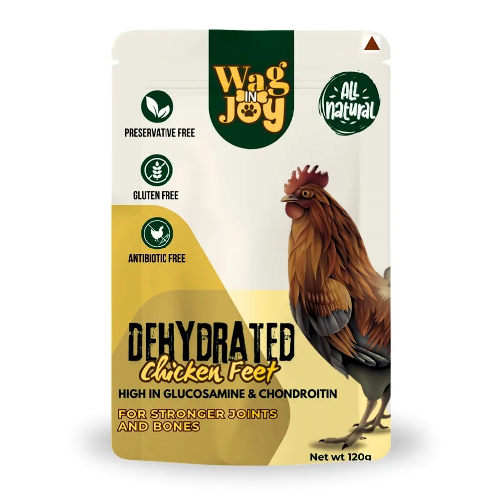 Wag in Joy Dehydrated Chicken Feet – All-Natural Dog Treat for Joint Health (120g)